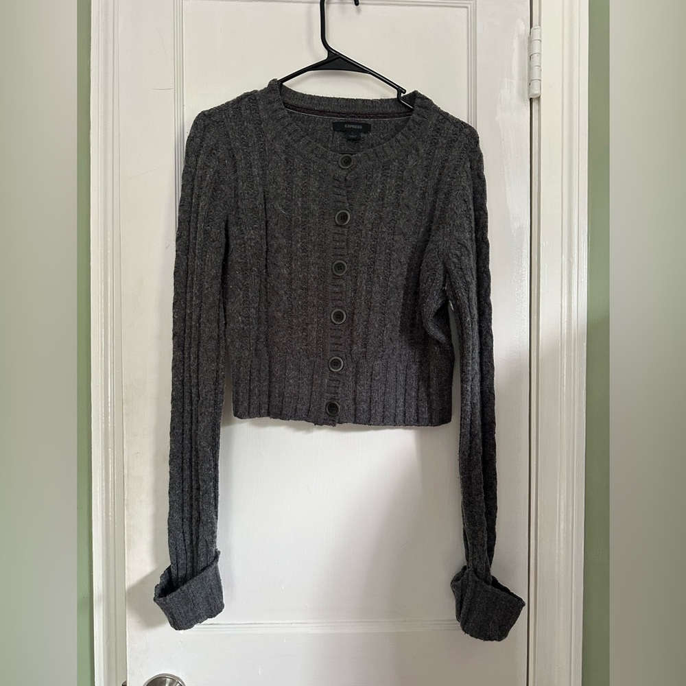 Express Gray Cardigan Sweater